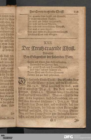 XXII. Der Creutz-tragende Christ.