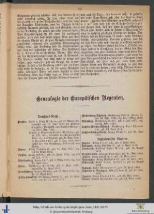 Genealogie der Europäischen Regenten.