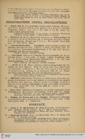 Bibliographien, Lexika, Enzyklopädien (Nr. 18-25)