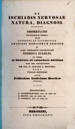 De ischiadis nervosae natura, diagnosi