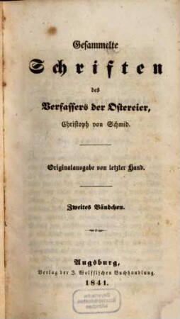 Gesammelte Schriften des Verfassers der Ostereier, Christoph von Schmid, 2