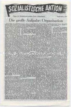 Sozialdemokratisches Exil-Blatt "Sozialistische Aktion" u.a. über die Organisation des Kampfes gegen die NS-Diktatur und über die Volksfront in Frankreich