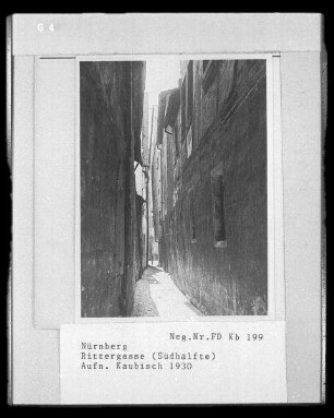 Rittergasse : Nürnberg. Rittergasse. Südhälfte mit Wohnhäusern