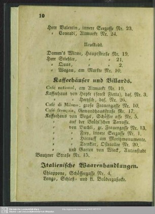 Kaffeehäuser und Billards
