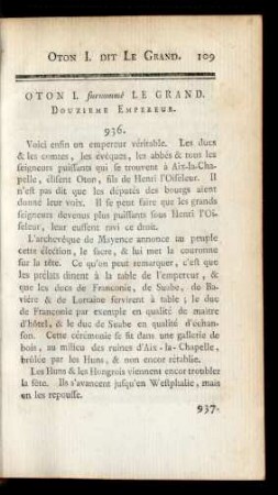 Oton I. surnommé Le Grand. Douzieme Empereur.