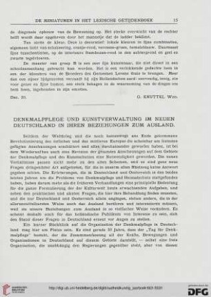 Denkmalpflege und Kunstverwaltung in neuem Deutschland in ihren Beziehungen zum Ausland