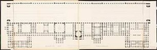 Bahnhof, Hannover Schinkelwettbewerb 1869: Grundriss Erdgeschoss; 2 Maßstabsleisten (Fuß, Meter)