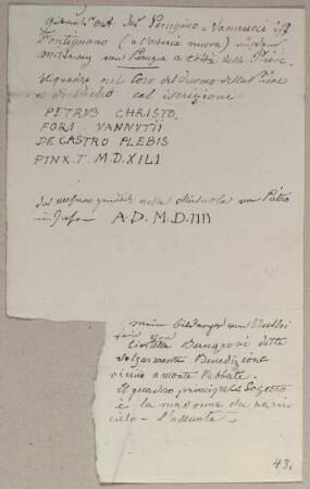 Die Nachschrift einer Inschrift sowie Notizen