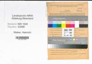 Entnazifizierung Heinrich Weber, geb. 20.05.1902 (Sachbearbeiter)
