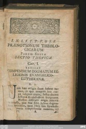 Praenotinum Theologicarum Partis Sextae