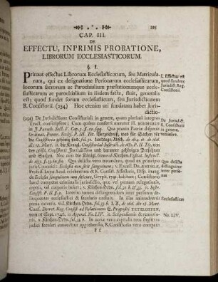 Cap. III. Effectu, Inprimis Probatione, Librorum Ecclesiasticorum.