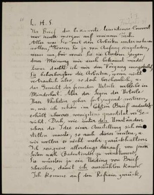 L.H.S. Ihr Brief das bekannte leuchtende Couvert war heute...