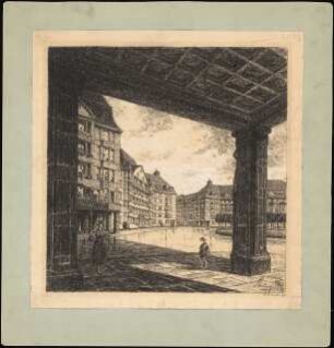 Wohnbau-Platz-Bebauung, Berlin (?): Perspektivische Ansicht