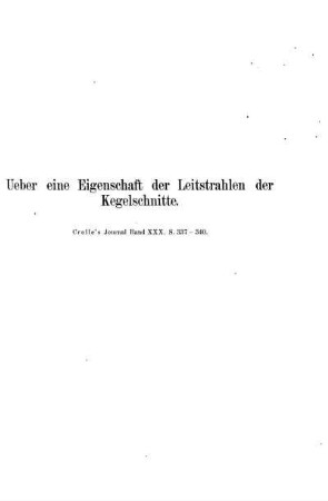 Ueber eine Eigenschaft der Leitstrahlen der Kegelschnitte.
