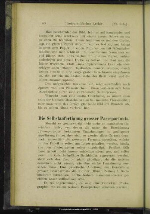 Die Selbstanfertigung grosser Passepartouts