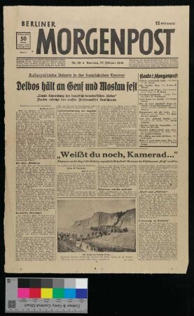 Berliner Morgenpost, Nr. 50, 27.02.1938 mit Artikel "Weißt du noch, Kamerad…"