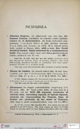 Incunabula (Nr. 1 - 67)