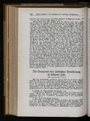 Die Vornamen der ländlichen Bevölkerung in früherer Zeit.