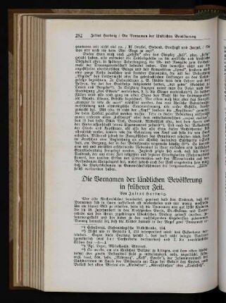 Die Vornamen der ländlichen Bevölkerung in früherer Zeit.