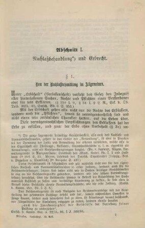 Abschnitt I. Nachlaßbehandlung und Erbrecht.