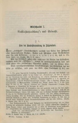 Abschnitt I. Nachlaßbehandlung und Erbrecht.