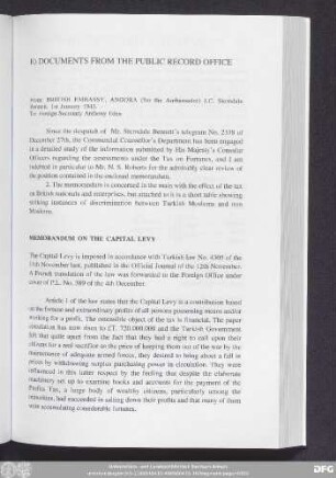 E) Documents From The Public Record Office