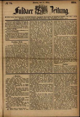 Ausgabe vom Montag, den 31. März 1884.
