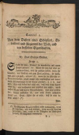 Capitel 1. Von dem Daseyn eines Schöpfers, Erhalters und Regierers der Welt, und von desselben Eigenschaften.