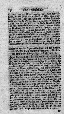 Gedanken von der Arzneywissenschaft und den Aerzten.