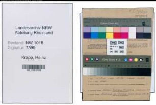 Entnazifizierung Heinz Krapp , geb. 19.11.1919 (Wissenschaftlicher Assistent)
