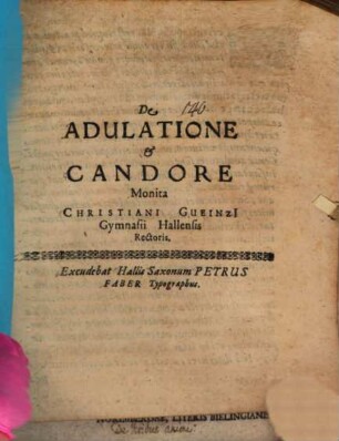 De adulatione et candore monita Christiani Gueinzii