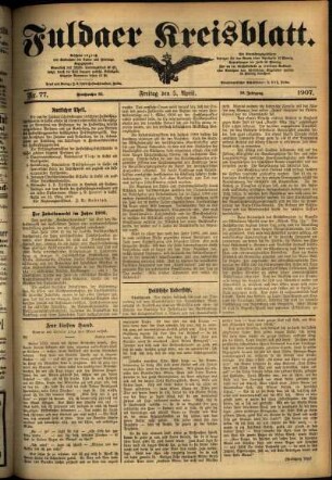 Ausgabe vom Freitag, den 05. April 1907.