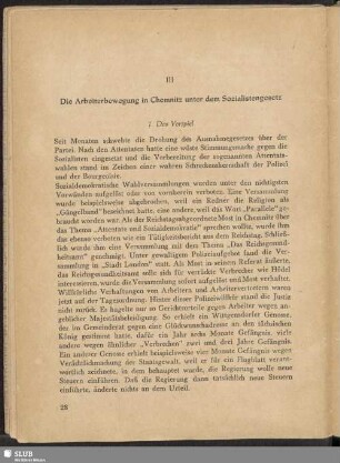 III. Die Arbeiterbewegung in Chemnitz unter dem Sozialistengesetz