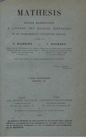 TOME DIXIÉME DÉCEMBRE 1890