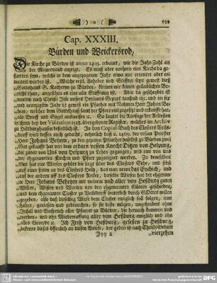 Cap. XXXIII. Bürden und Weickersrod