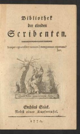 Sechstes Stück: Bibliothek der elenden Scribenten