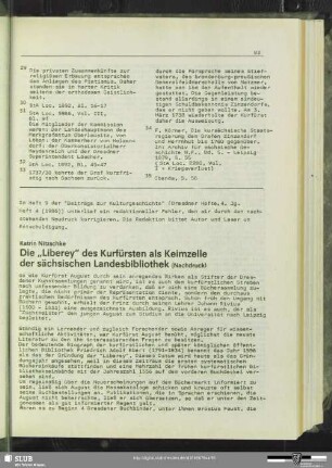 Die "Liberey" des Kurfürsten als Keimzelle der sächsischen Landesbibliothek