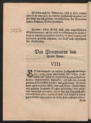 Von Procuratorn und ihrem Ampt. VIII.