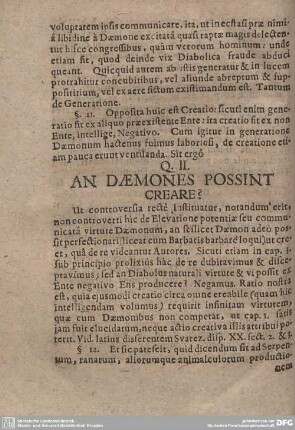Q. II. AN DAEMONES POSSINT CREARE?