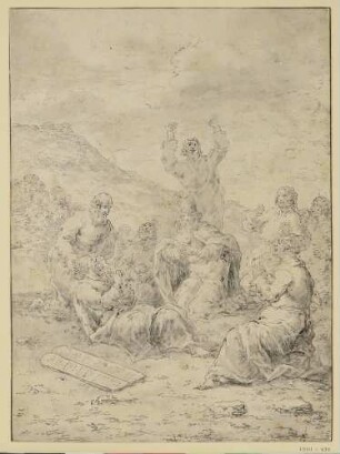 Altes Testament; Folge I, Blatt 2: Aron spricht zu Moses nach der Zerstörung des Goldenen Kalbs