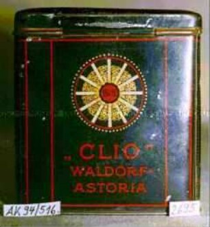 Blechdose für 20 Stück Zigaretten "CLIO WALDORF-ASTORIA"