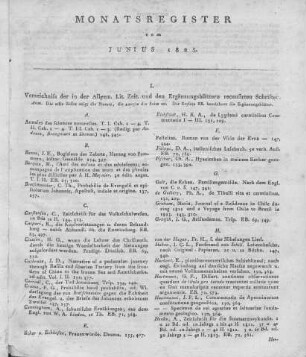 Monatsregister vom Juni 1825