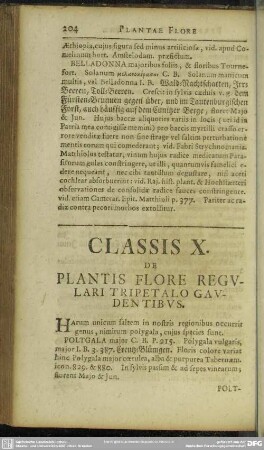 Classis X. De Plantis Flore Regulari Tripetalo Gaudentibus