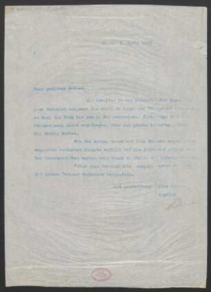 Brief an Bernhard Sekles : 03.04.1912