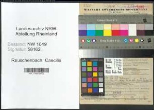 Entnazifizierung Caecilia Reuschenbach , geb. 04.06.1921 (Lehrer)