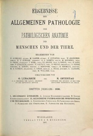 Ergebnisse der allgemeinen Pathologie und pathologischen Anatomie, 3. 1896 (1897)