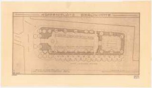 Koppenplatz, Berlin-Mitte: Platzanlage im Grundriss 1:200; Maßstabsleiste, Stempel