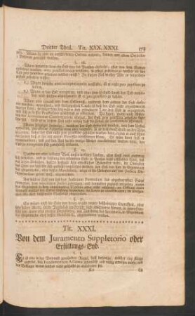 Tit. XXXI. Von dem Iuramento Suppletorio oder Erfüllungs-Eyd.
