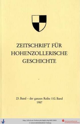 23(110): Zeitschrift für Hohenzollerische Geschichte
