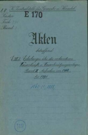 Erhebungen über die vorhandenen Wasserkräfte und Wasserbenutzungsanlagen in Württemberg (Aufnahme von 1862)